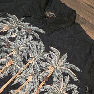 Hawaiian‎ Reserve Collection 100% Silk Shirt XL Tropical Palm Short Sleeve